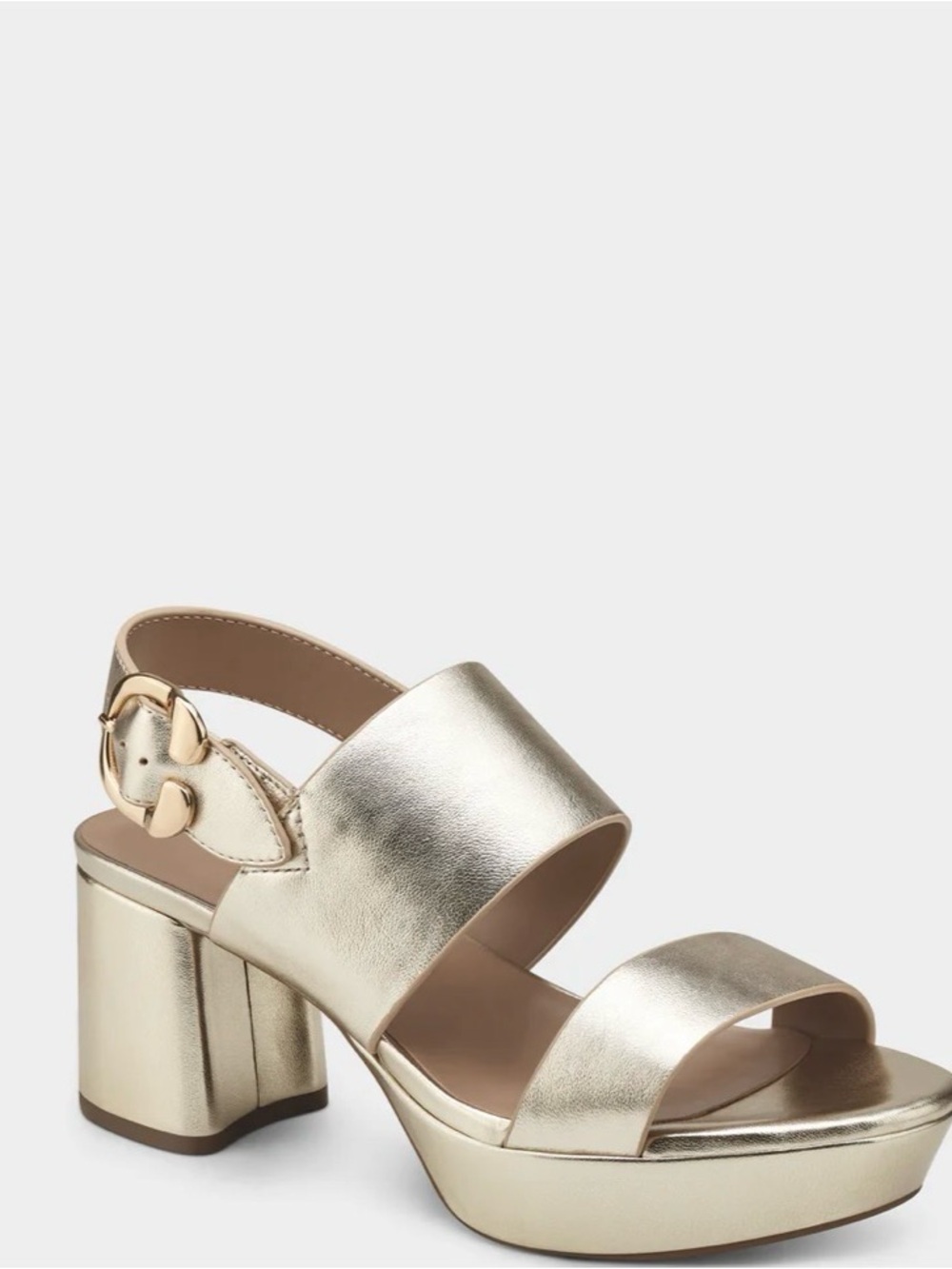 Aerosole Camera Comfortable Women's Platform Sandal in Gold Metallic 8 1/5 - Picture 3 of 7